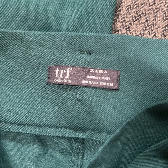 Stylish Forest Emerald Green High-Waisted Pants by Zara sz S - Picture 9 of 9